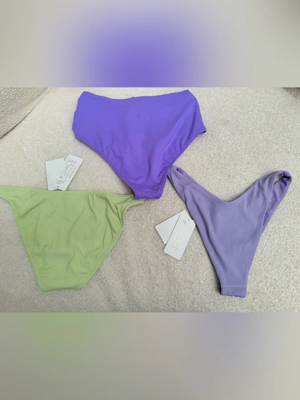 l*space Girls' Colorblock Swim Bottoms in Lime Green and Violet